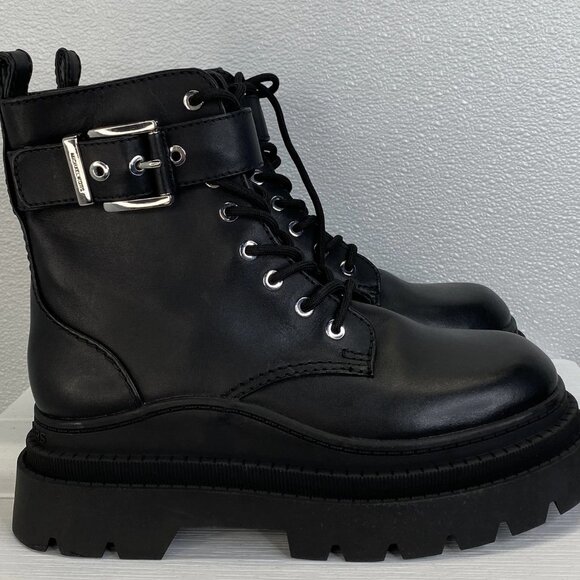 Michael Kors Colby Combat Boot – Women’s Size 8.5 – Black Leather Chunky Lace-Up - Picture 1 of 7